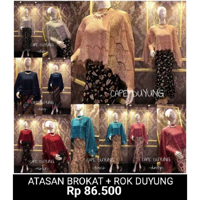 KEBAYA MODERN SET CAPE DUYUNG STELAN CAPE BRUKAT ROK DUYUNG KEBAYA JUMBO KEBAYA BRUKAT ROK MERMAID