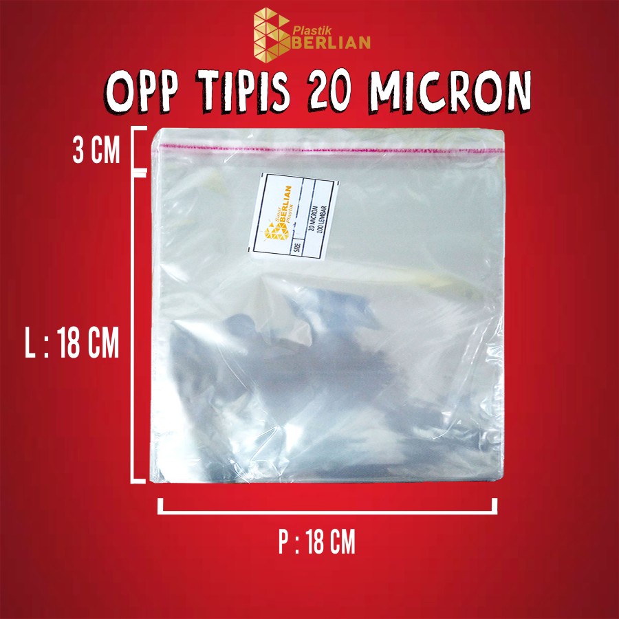 

18 x 18 cm Plastik OPP TIPIS (100 lbr) (lem/seal)