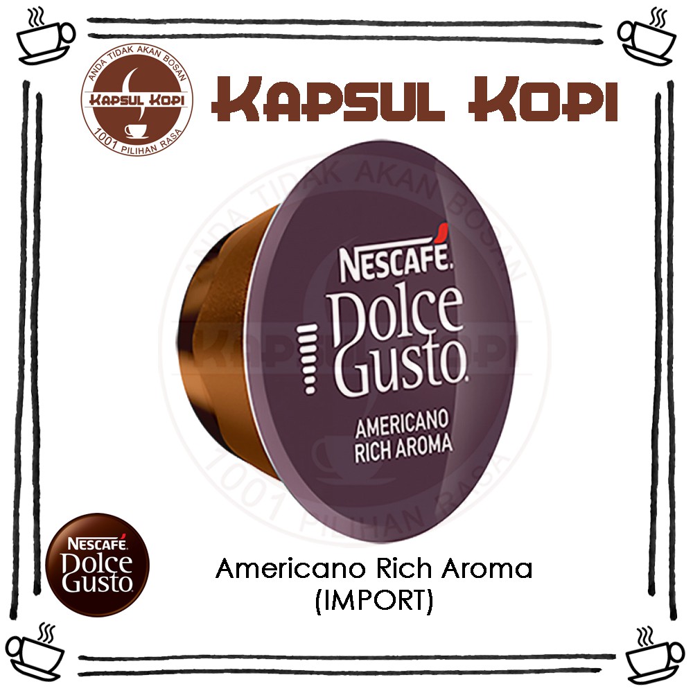 

Americano Rich Aroma Ecer 1 Kapsul Kopi Import Nescafe Dolce Gusto