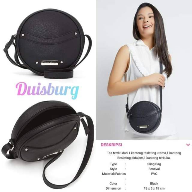 TAS SELEMPANG HITAM BULAT WANITA SOPHIE MARTIN PARIS DUISBURG