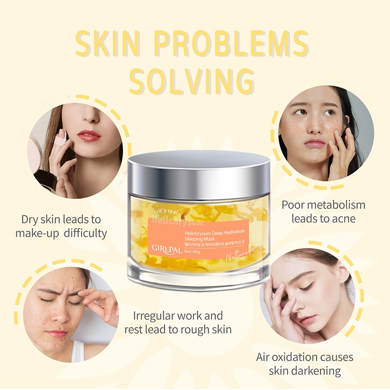 GIRLPAL Rose/Helichrysum Deep Hydration Sleeping Mask Face Organik Masker Wajah Melembabkan Mencegah Penuaan 60g