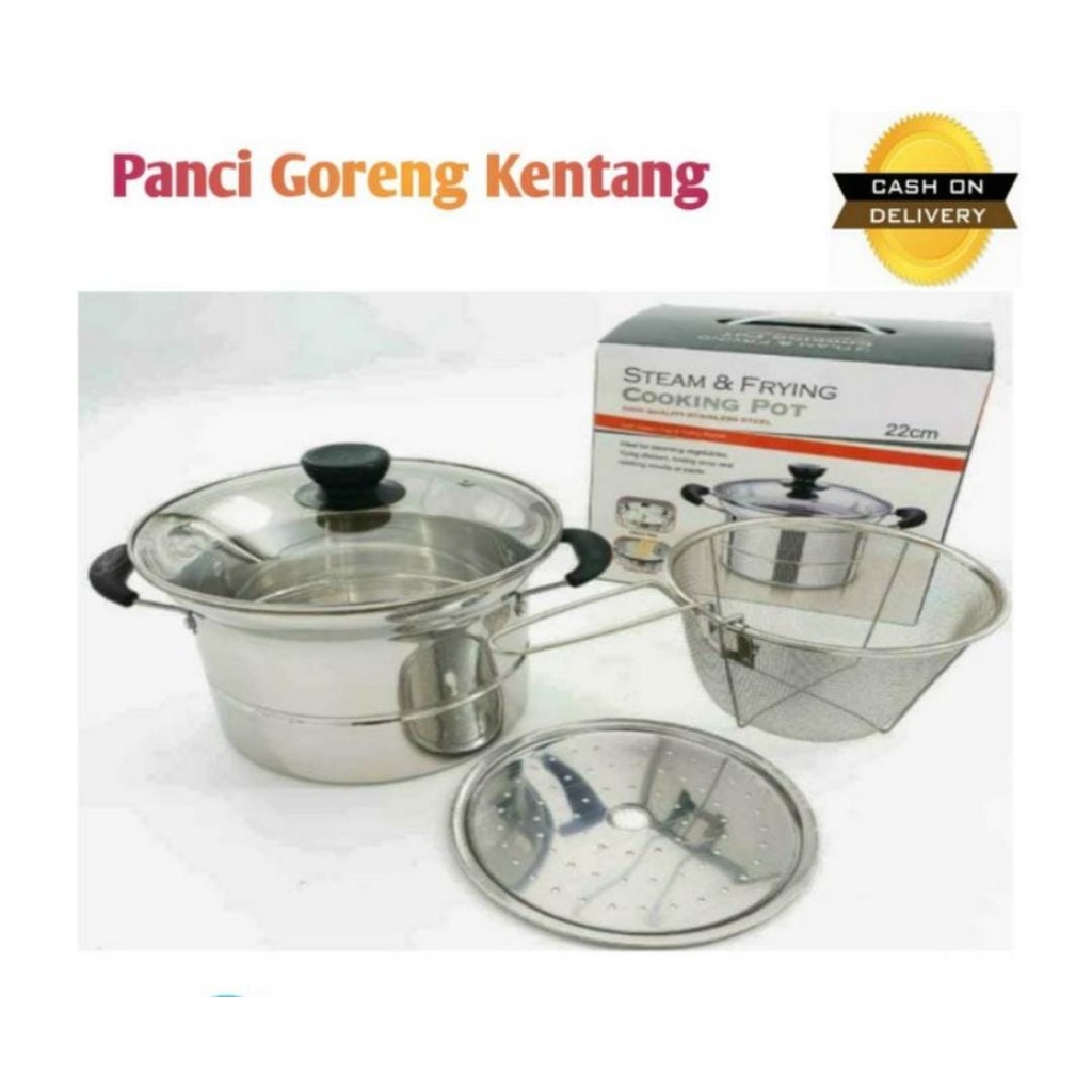 BELLA - PANCI KENTANG MIE 3IN1 KUKUS REBUS GORENG / PANCI PENGGORENG DEEP FRYER / PANCI MIE ANEKA CRISPY PASTA POT