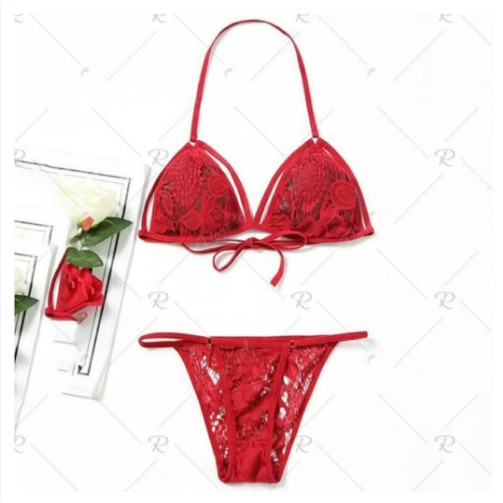 (COD) Sexy Lingerie Wanita Set Bra G String tali Lace transparan Bikini B0530