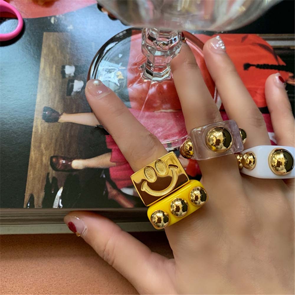 Needway  Punk Open Ring Girls Fashion Jewelry Metal Rings Creative Enamel Summer Korean Geometric Lattice Finger Rings