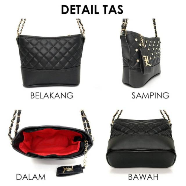 FASHIONSTOREKU TAS LEVEL GABRIELLE STUD DIAMOND FASHION IMPORT BATAM WANITA SLING BAG SELEMPANG PEST