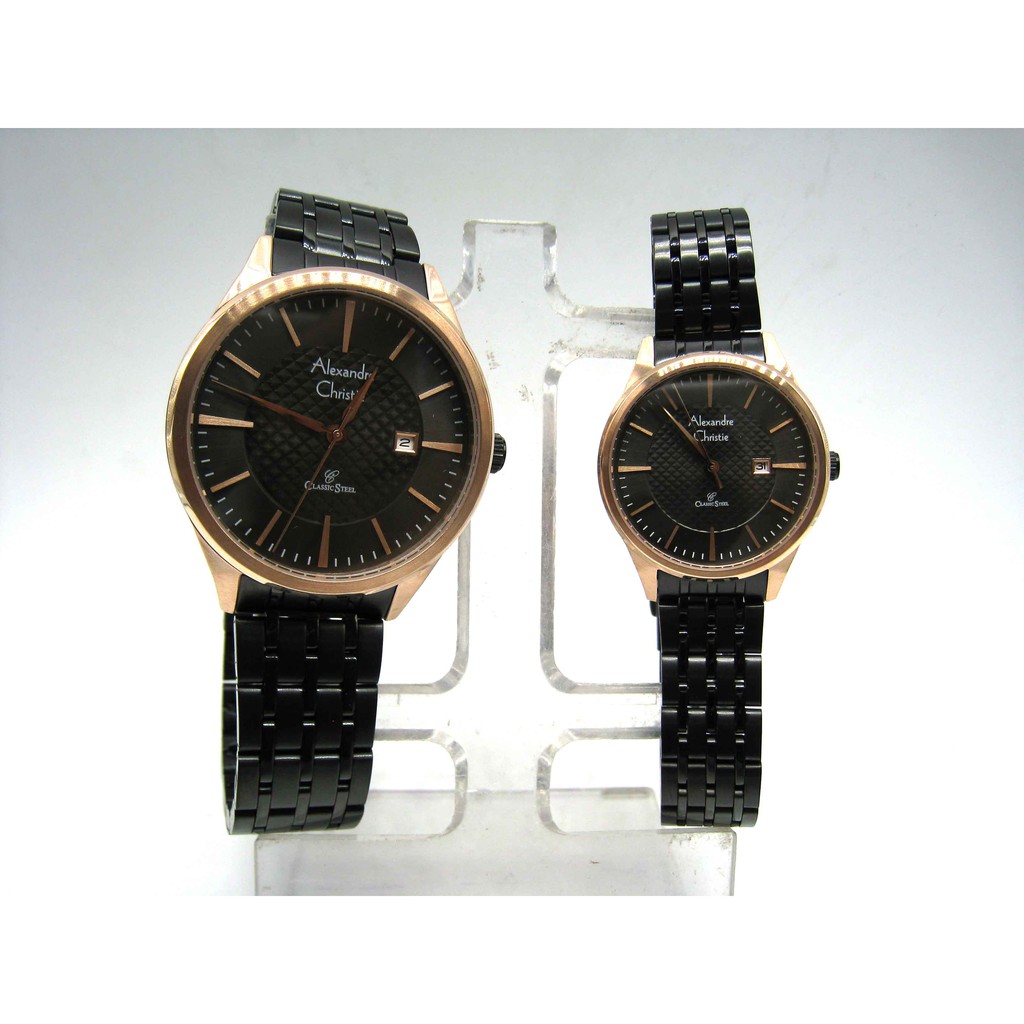 Alexandre Christie AC 8453 Rose Gold Black Jam Tangan Wanita Original