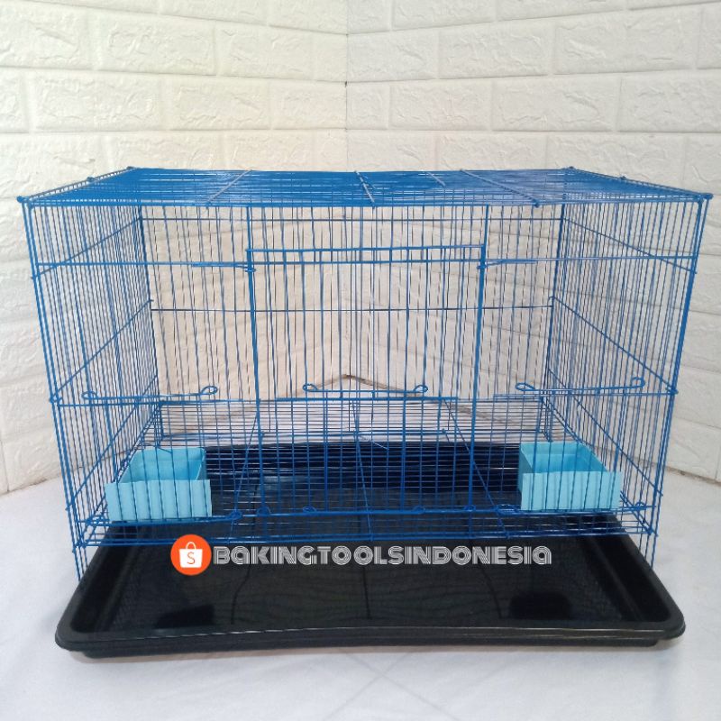 KANDANG KUCING SIZE M MEDIUM FREE 2 TEMPAT MAKAN (48x30x32)