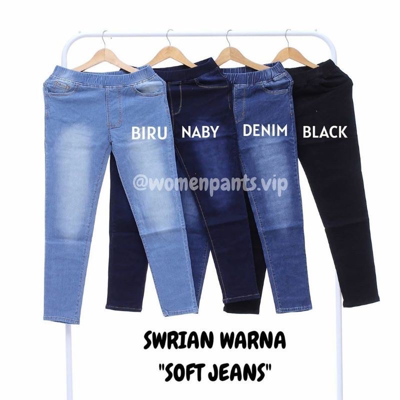 Celana Jeans Wanita Pinggang Karet Lengging Slim/ngaret/Street