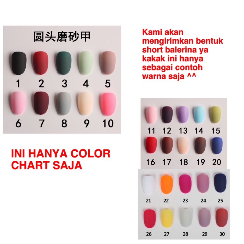 24pcs BALERINA FAKE NAILS / kuku palsu matte balerina short coffin kylie jenner matte doff kupal