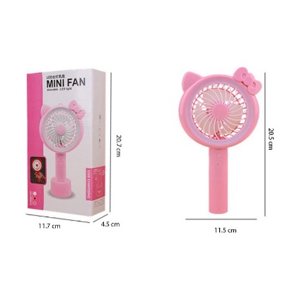 ITSTORE Kipas Mini Tangan Genggam Tancap Karakter Fan Led Light Lucu Unik Portable USB Doraemon Hello Kitty Minion