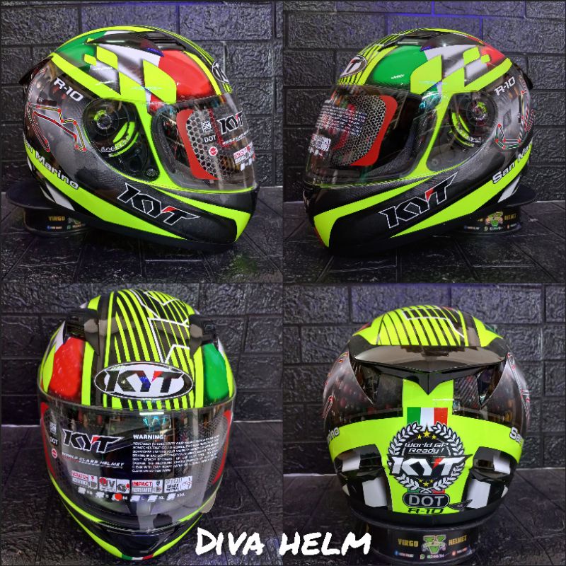 HELM KYT R10 SAN MARINO YELLOW FLUO BLACK