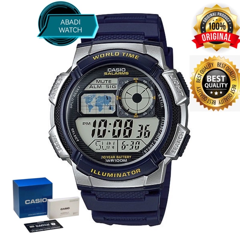 Casio General Digital AE-1000W-2AVDF ORIGINAL GARANSI RESMI BATERAI 10 TAHUN