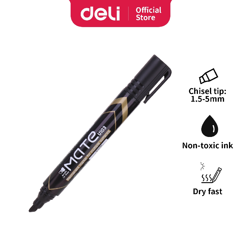 

Deli Spidol Whiteboard Permanen Marker 1.5-5mm cepat kering tahan air tidak beracun EU103X0