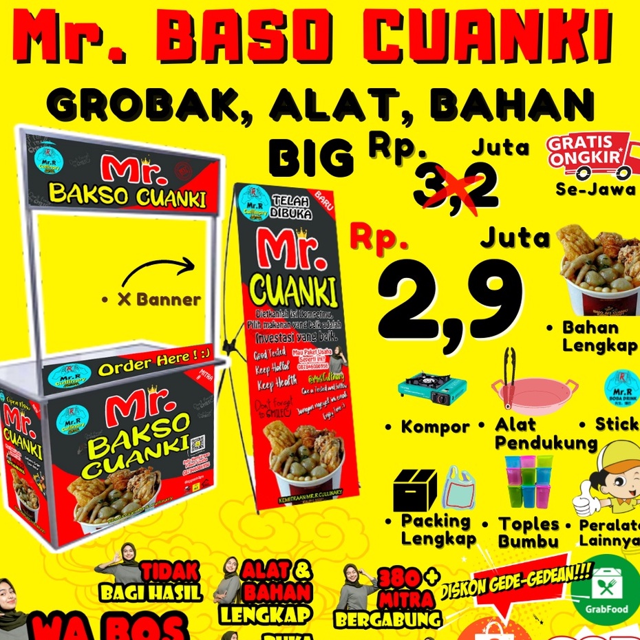 

Mr.CUANKI NEW|| MR.R CULLINARY (FRANCHAISE,PAKET USAHA,KEMITRAAN) GROBAK/BOOTH PORTABLE,ALAT LENGKAP, DAN BAHAN BAKU UTAMA