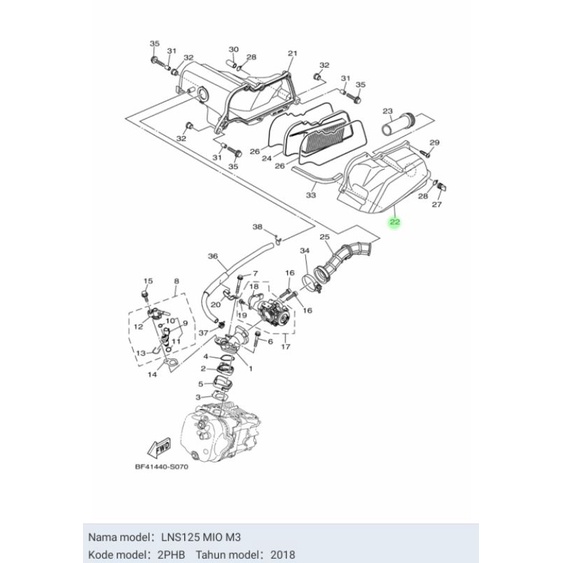 COVER TUTUP BOX FILTER MIO M3  SOUL GT 125 XRIDE 125 ASLI ORI YAMAHA 2PH E4412 00