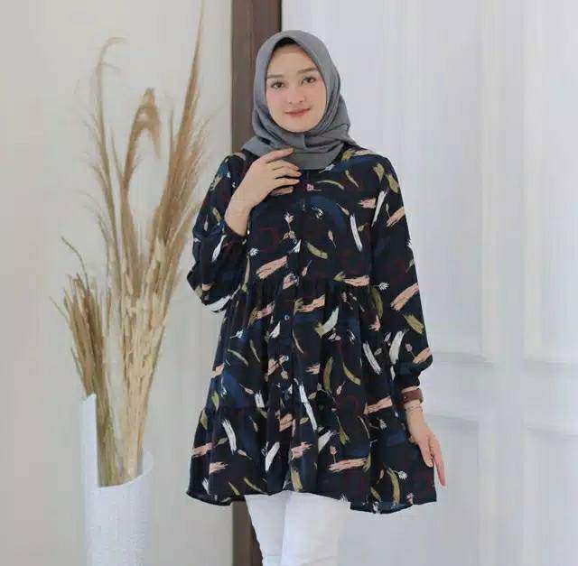 VELA KREM /* BAJU TUNIK WANITA / MIKA TUNIK / TUNIK CINCIN