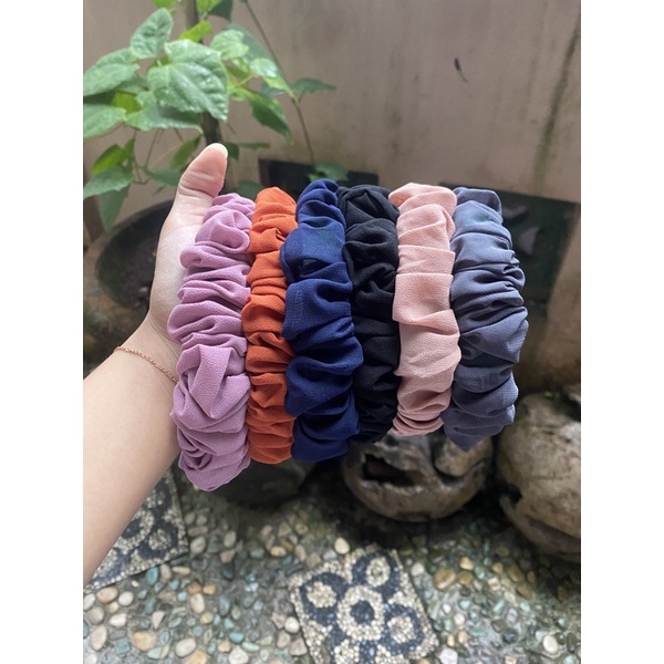 bando serut murah instan bando rambut scrunchine korea salon