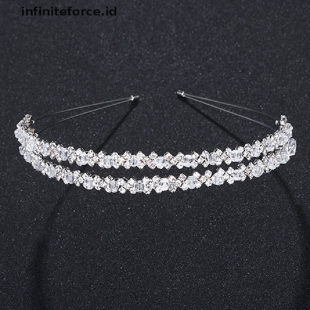 Infiniteforce.id Mahkota / Tiara Handmade Lapis Ganda Hias Kristal Untuk Pengantin Wanita