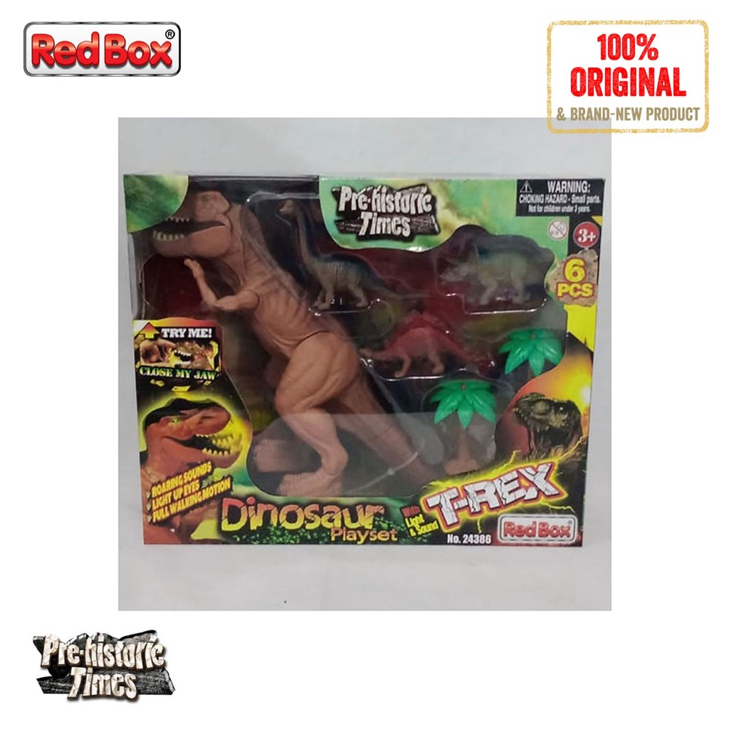 Red Box Toys Pre-Historic Times T-Rex Dinosaur Playset Light and Sound 6 pcs 24386 RedBox Dinosaurus