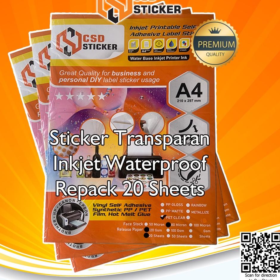 

Update CSD Sticker Vinyl Print Inkjet A4 Waterproof Stiker Plastik Anti Air Repack 20 !!