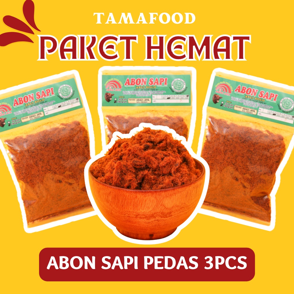

PAKET HEMAT 3pcs ABON SAPI PEDAS / ABON SAPI ASLI 100% DAGING SAPI / ABON SAPI HALAL / ABON SAPI ENAK / BEEF FLOSS ABON SAPI PEDAS