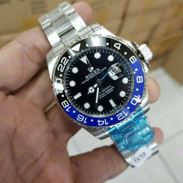 JAM TANGAN KEREN PRIA ROLEX GMT METIC KACA SAFIR GRADE AAAAAA