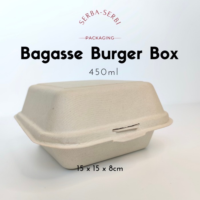 Bagasse Burger Cake Box 450ml Takeaway Packaging Makanan (50 pcs)