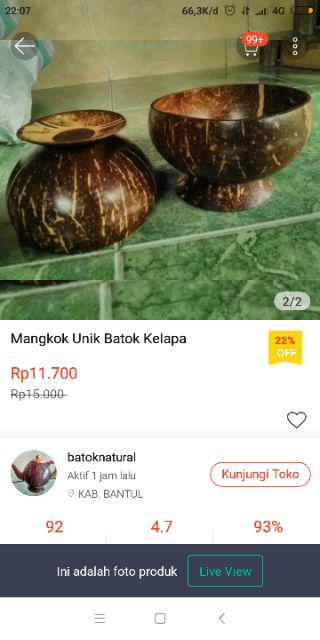 Mangkok Soto Batok Kelapa Kaki Bambu Hitam Diameter 11-12 Cm