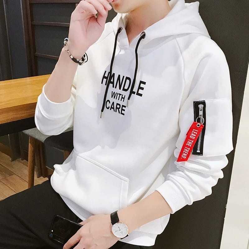 Sweater Hoodie Handle Pria Outerwear Cowok Fashion Pria Kaos