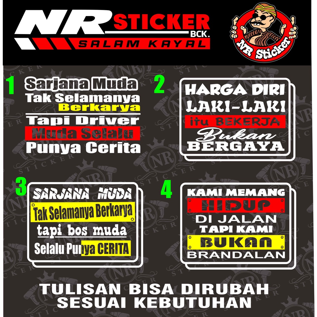 STICKER SKOTLET STIKER KACA PINTU/KACA/BODY MOBIL TRUCK/PICK UP/L300 KATA KATA