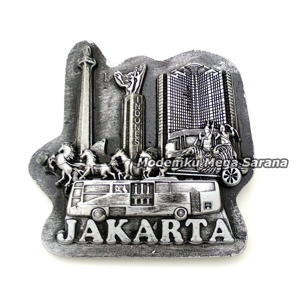 Magnet Kulkas Tempelan Rilief Jakarta Tugu Monas Kereta Bus Gedung