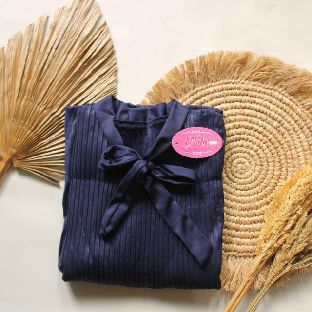 GAMIS PLISKET PITA MAYUNG JUMBO/ GAUDI  LONG DRESS PLISKET/ GAMIS DASI-Navy