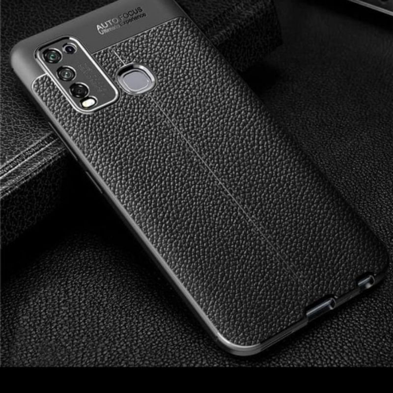 [COD] SOFT CASE AUTO FOCUS VIVO Y11/Y30/Y50/X50/X50 Pro BLACK LEATHER CASE - hitam