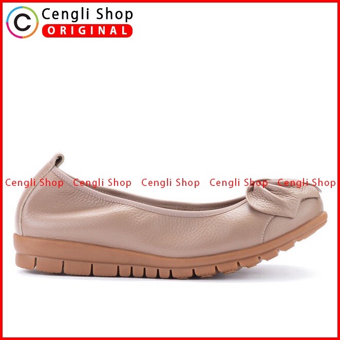 SEPATU FLAT KULIT ANDREW WANITA ORIGINAL CASUAL BRANDED PINK ANW02