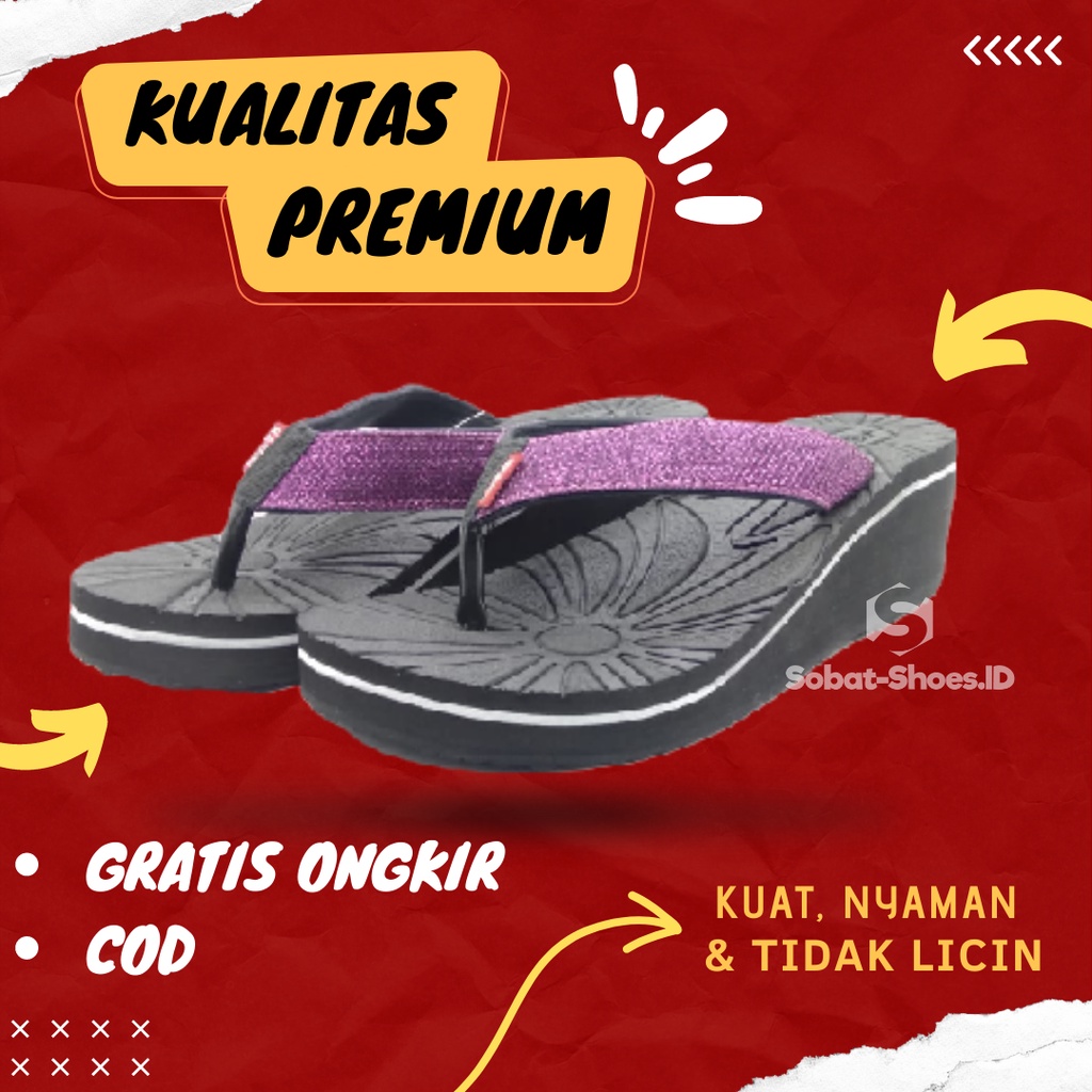 Sandal Tinggi 5 Cm Sendal Ibu Ibu Kondangan Wanita Modren Sandal Jepit Simple Casual Emak2 Kosagi