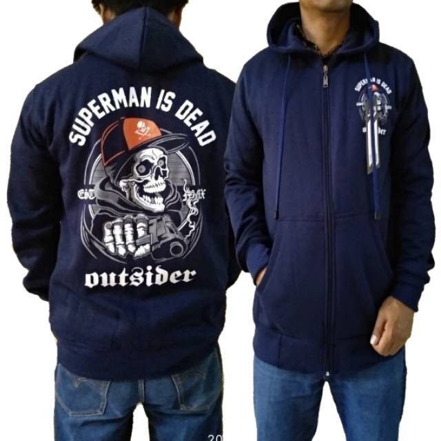 JAKET SID OUTSIDER SUPERMAN IS DEAD ZIPPER HOODIE JUMBO