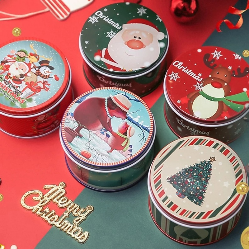 Toples Permen / Kue Kering Kosong Motif Print Santa Claus / Rusa Untuk Hadiah Natal