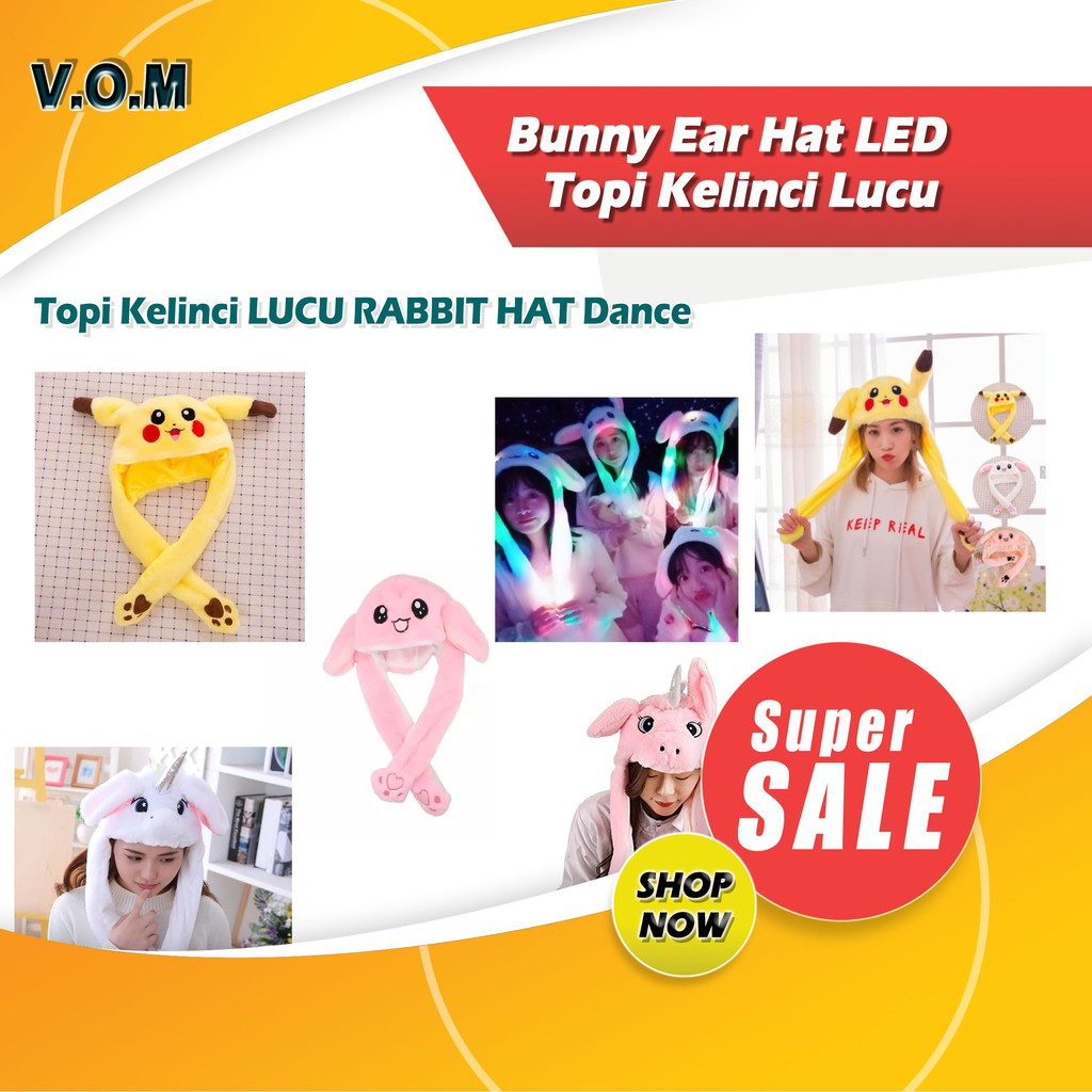 VOM Bunny Ear Hat LED Topi Kelinci LUCU RABBIT HAT Dance 0520