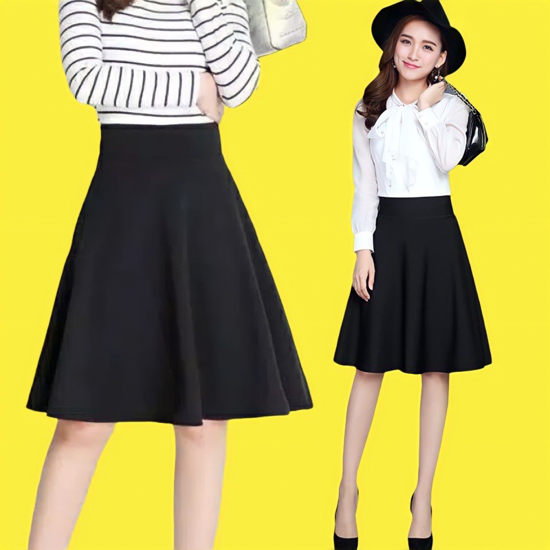 midi skirt scuba/rok payung/rok lebar