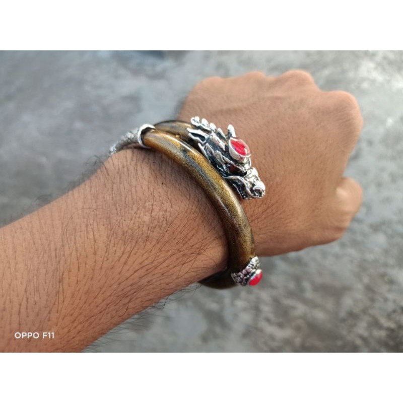 gelang naga akar bahar berbahan perak