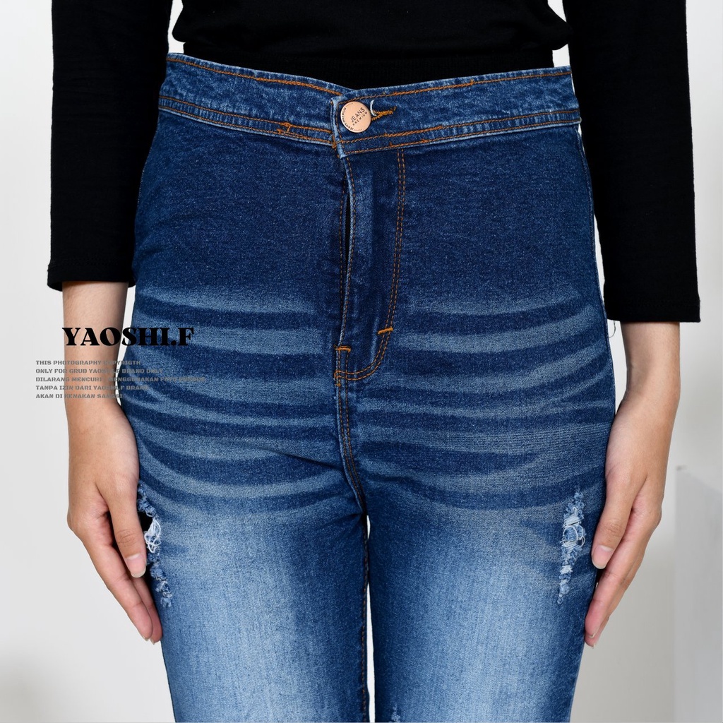 YAOSHI - Celana Jeans Highwaist Cutbray Hellen