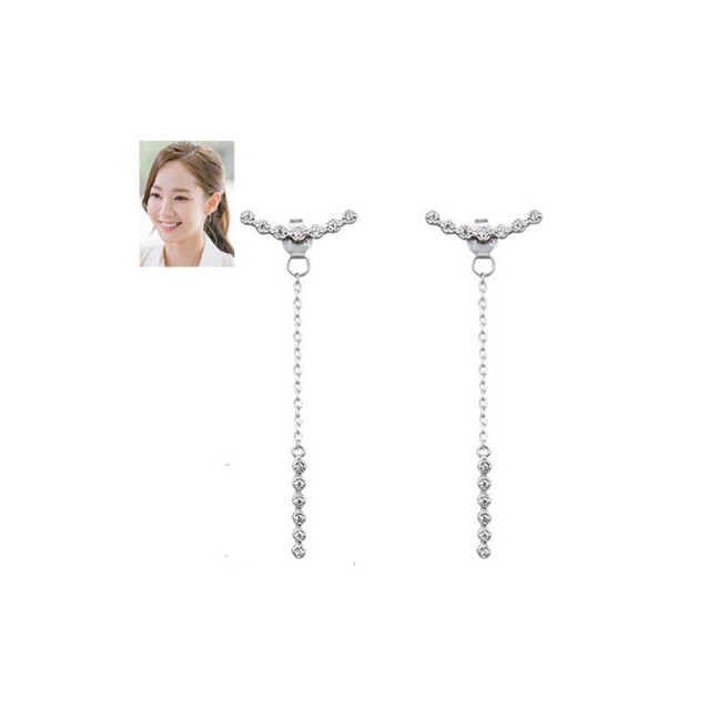 LRC Anting Tusuk Fashion Silver Copper Plated Gold Flash Drill Ear Studs A59111