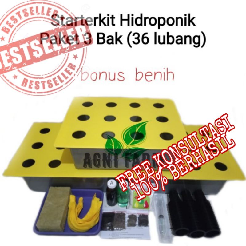 PAKET HIDROPONIK LENGKAP PAKET HIDROPONIK PEMULA 3BAK 36LUBANG PAKET  HYDROPONIK B AK HIDROPONIK