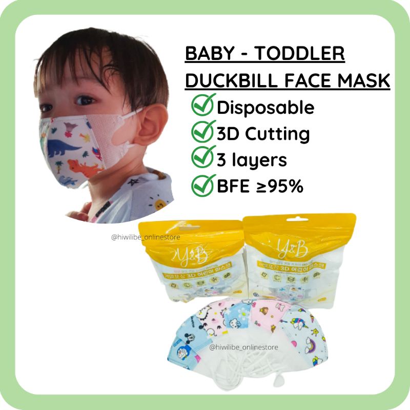 HWLB Masker DUCKBILL ANAK BAYI BALITA isi 10 pcs 3 ply MOTIF Earloop baby toddler murah