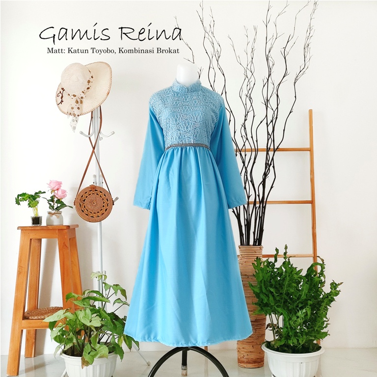 Gamis Reina Warna Baby Blue | Baju Unik | Gamis lebaran murah | Gamis lebaran keluarga | Gamis couple family | Gamis toyobo | Gamis anak dan dewasa terbaru | seragam lebaran keluarga