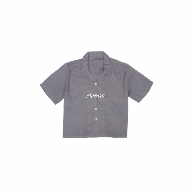 KEMEJA WANITA CROP TOP POLOS KATUN CROP SHIRT ORGANIK-CROP TOP GREY