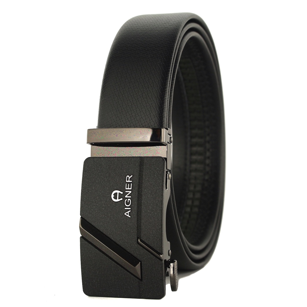 IKAT PINGGANG PRIA REL KULIT | BIG SIZE | GESPER AIGNER BLACK 150CM PREMIUM QUALITY MEN BELT CMP