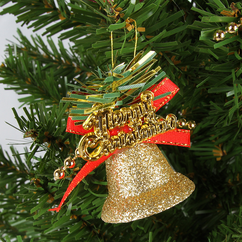 [Christmas Products]  6 Pcs/Box Christmas Creative Colorful Decorations Gold Dust Bows Bells Pendant