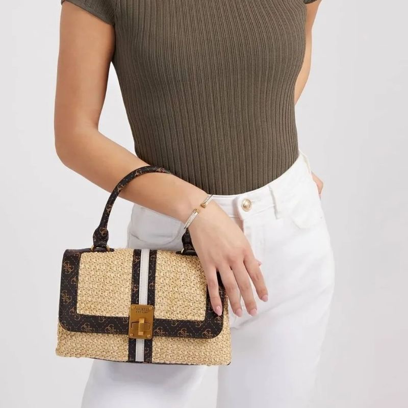 5.5 SALE | GUESSS Kasinta Raffia Top Handle Crossbody