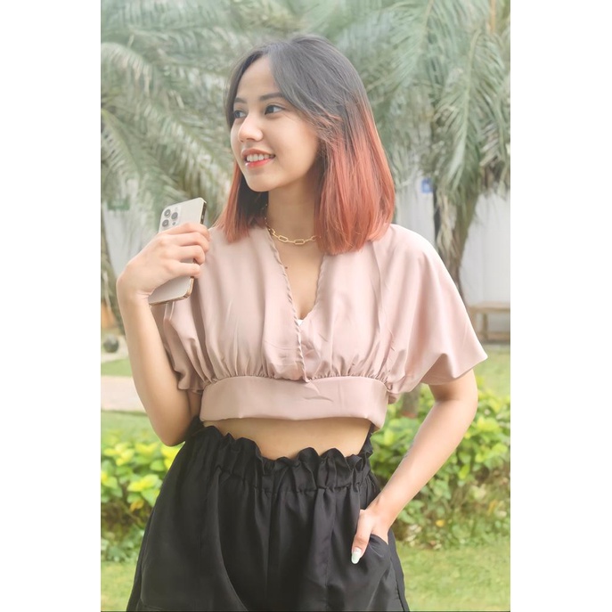 RX FASHION - FEMEI OUTER CROP XXL TWISTCONE / BOW BACK CARDY / Slit Back Self Tie Wrap Crop Top  / Atasan Wanita Korean Style Bow Back Cardy / Vallina Outer Blouse / YOLLA OUTER CARDI ATASAN WANITA / CROP ZOYA NN